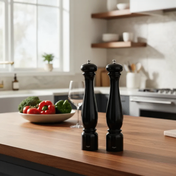 Bisetti Firenze - Molinillo de Pimienta de Madera de Haya Lacado Negro, 42cm - Imagen 4